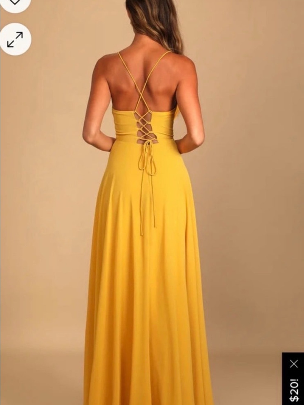 Lulu's Mustard Yellow Cowl Neck Maxi Dress with High Slit - Picture 2 of 2